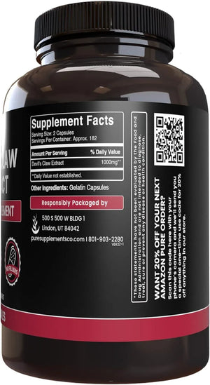 PURE ORIGINAL INGREDIENTS - Pure Original Ingredients Devil's Claw 365 Capsulas - The Red Vitamin MX - Suplementos Alimenticios - {{ shop.shopifyCountryName }}