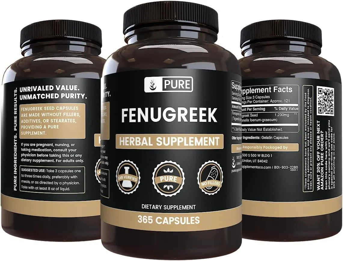 PURE ORIGINAL INGREDIENTS - Pure Original Ingredients Fenugreek 365 Capsulas - The Red Vitamin MX - Suplementos Alimenticios - {{ shop.shopifyCountryName }}