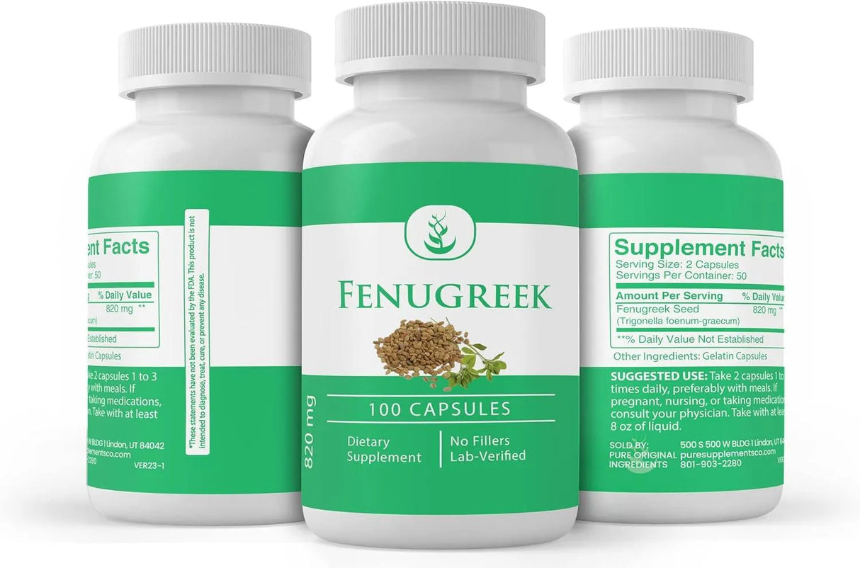 PURE ORIGINAL INGREDIENTS - Pure Original Ingredients Fenugreek Seed 100 Capsulas - The Red Vitamin MX - Suplementos Alimenticios - {{ shop.shopifyCountryName }}