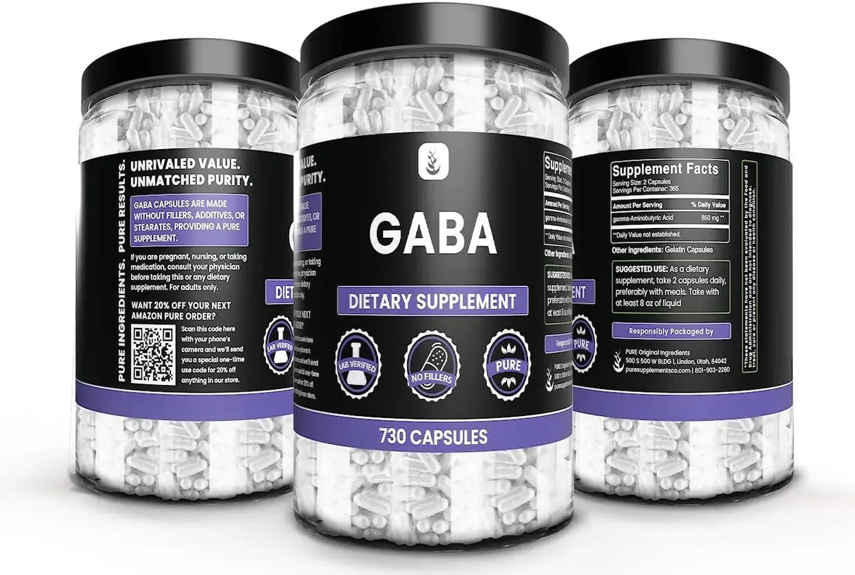 PURE ORIGINAL INGREDIENTS - Pure Original Ingredients GABA 730 Capsulas - The Red Vitamin MX - Suplementos Alimenticios - {{ shop.shopifyCountryName }}