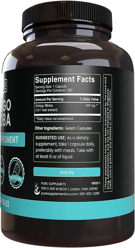 PURE ORIGINAL INGREDIENTS - PURE ORIGINAL INGREDIENTS Ginkgo Biloba 365 Capsulas - The Red Vitamin MX - Suplementos Alimenticios - {{ shop.shopifyCountryName }}