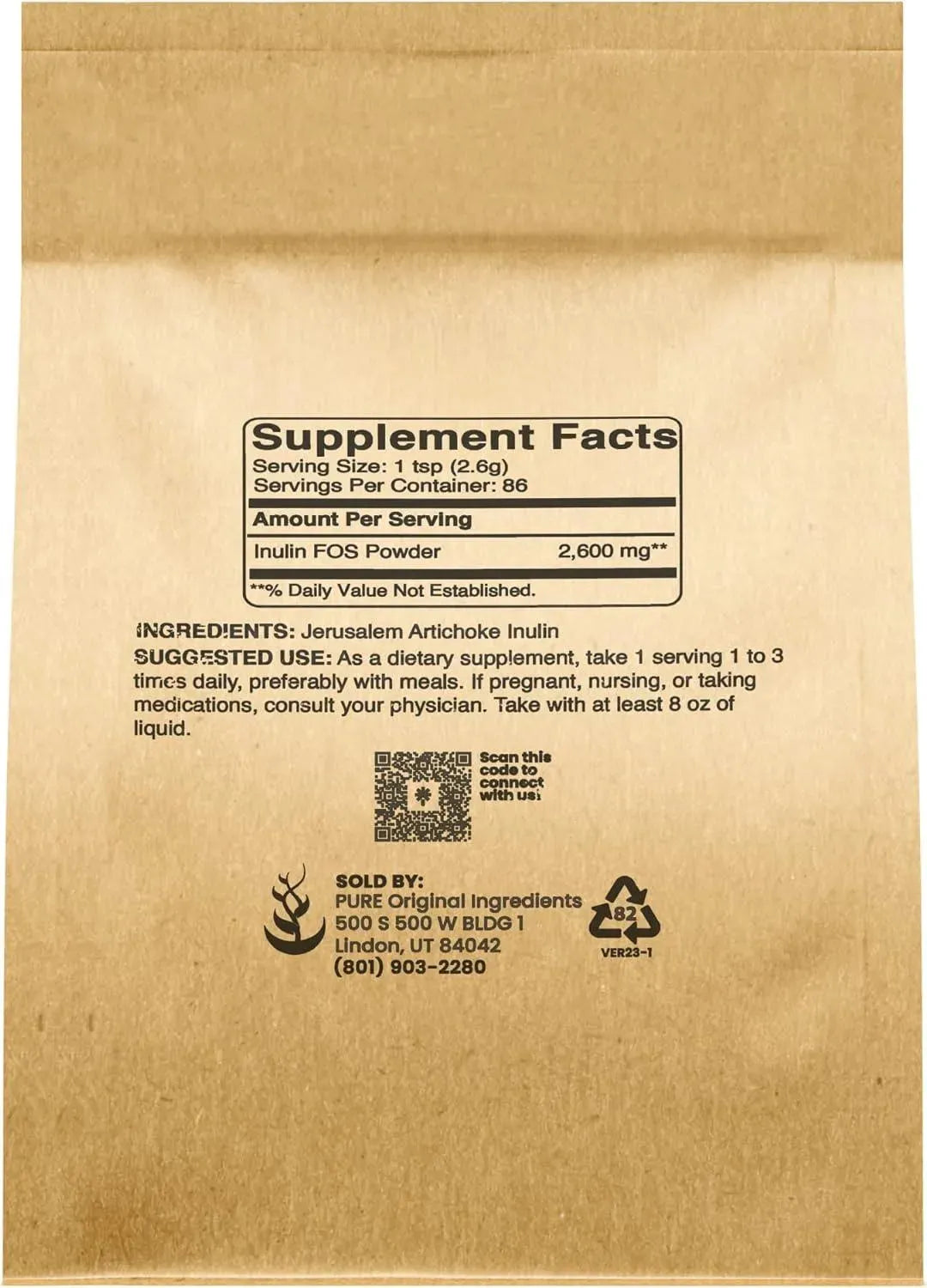 PURE ORIGINAL INGREDIENTS - Pure Original Ingredients Inulin FOS Powder 226.8Gr. - The Red Vitamin MX - Suplementos Alimenticios - {{ shop.shopifyCountryName }}