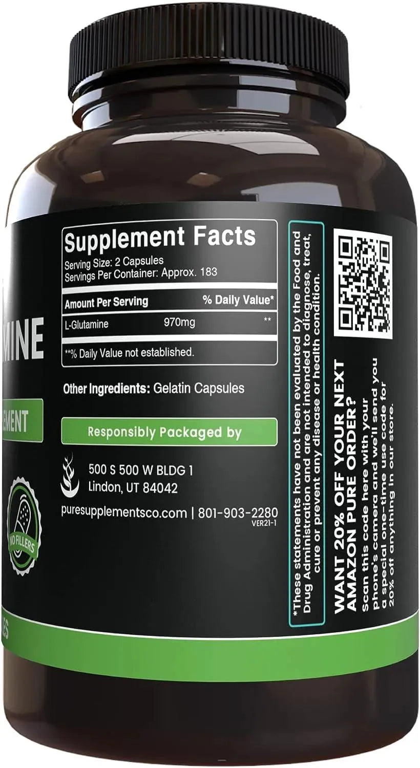 PURE ORIGINAL INGREDIENTS - Pure Original Ingredients L-Glutamine 365 Capsulas - The Red Vitamin MX - Suplementos Alimenticios - {{ shop.shopifyCountryName }}