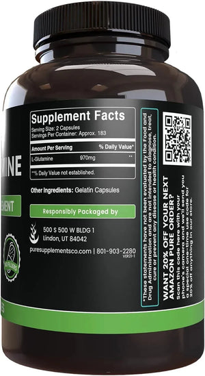 PURE ORIGINAL INGREDIENTS - Pure Original Ingredients L-Glutamine 365 Capsulas - The Red Vitamin MX - Suplementos Alimenticios - {{ shop.shopifyCountryName }}