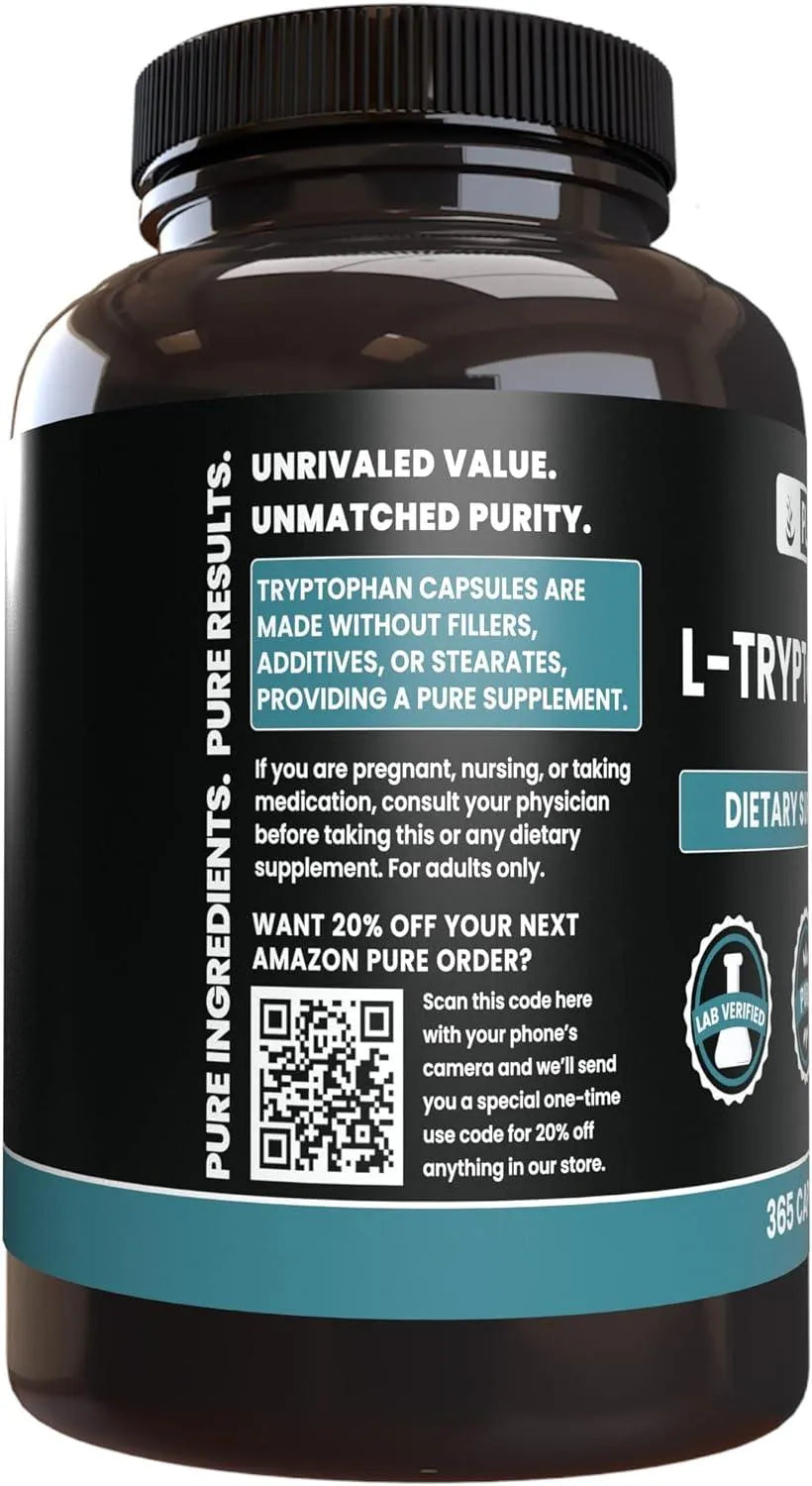 PURE ORIGINAL INGREDIENTS - Pure Original Ingredients L-Tryptophan 365 Capsulas - The Red Vitamin MX - Suplementos Alimenticios - {{ shop.shopifyCountryName }}