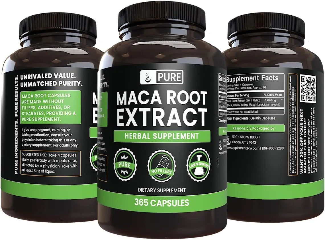 PURE ORIGINAL INGREDIENTS - Pure Original Ingredients Maca Root 365 Capsulas - The Red Vitamin MX - Suplementos Alimenticios - {{ shop.shopifyCountryName }}