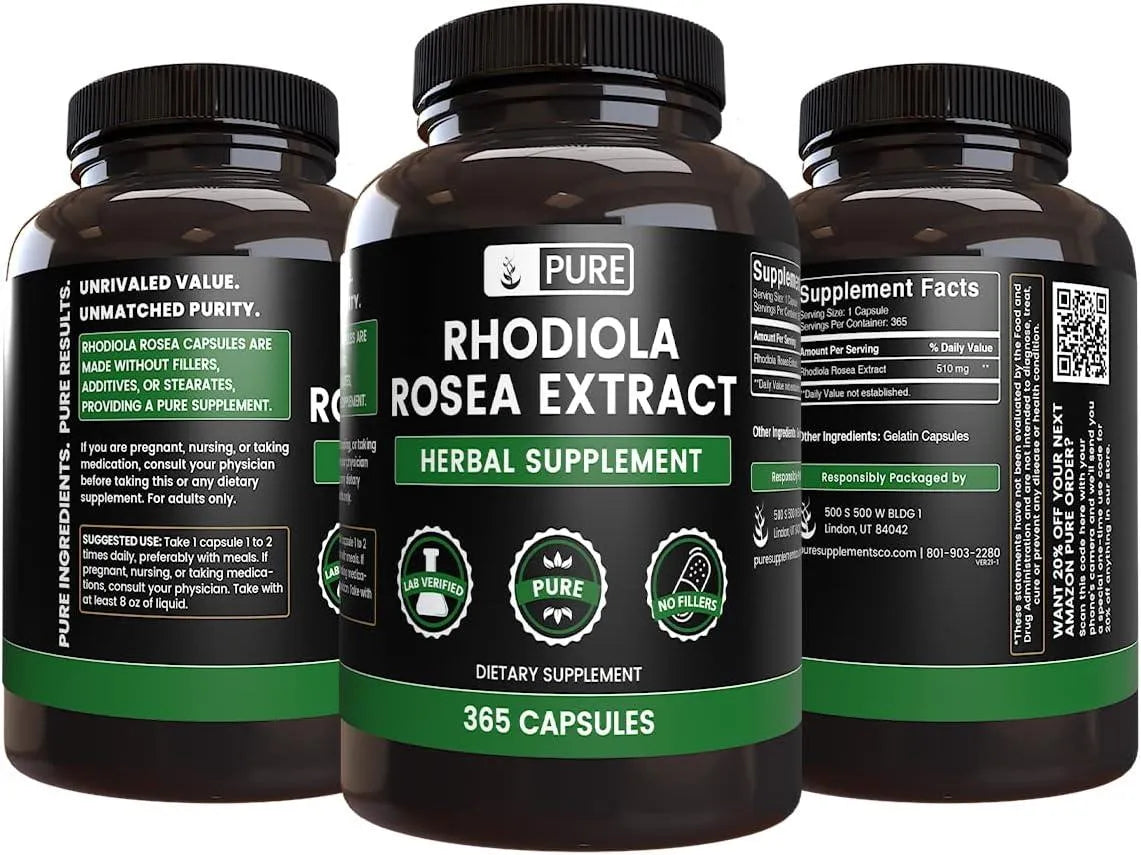 PURE ORIGINAL INGREDIENTS - Pure Original Ingredients Rhodiola Rosea 365 Capsulas - The Red Vitamin MX - Suplementos Alimenticios - {{ shop.shopifyCountryName }}