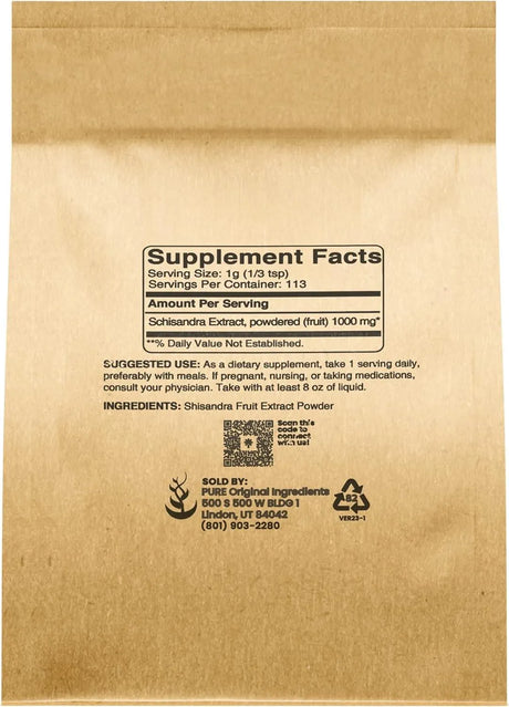 PURE ORIGINAL INGREDIENTS - Pure Original Ingredients Schisandra Extract Powder 113.4 Gr. - The Red Vitamin MX - Suplementos Alimenticios - {{ shop.shopifyCountryName }}