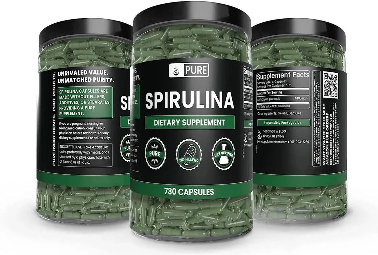 PURE ORIGINAL INGREDIENTS - PURE ORIGINAL INGREDIENTS Spirulina 730 Capsulas - The Red Vitamin MX - Suplementos Alimenticios - {{ shop.shopifyCountryName }}