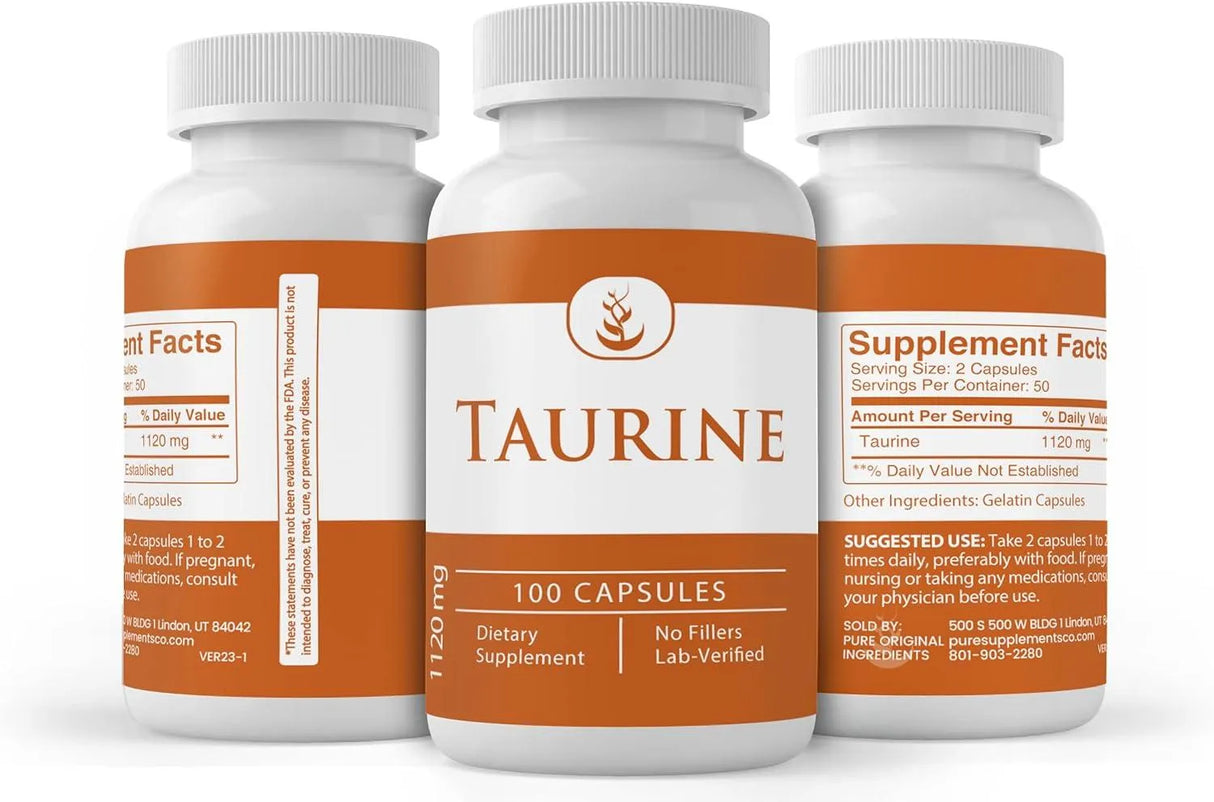 PURE ORIGINAL INGREDIENTS - Pure Original Ingredients Taurine 100 Capsulas - The Red Vitamin MX - Suplementos Alimenticios - {{ shop.shopifyCountryName }}