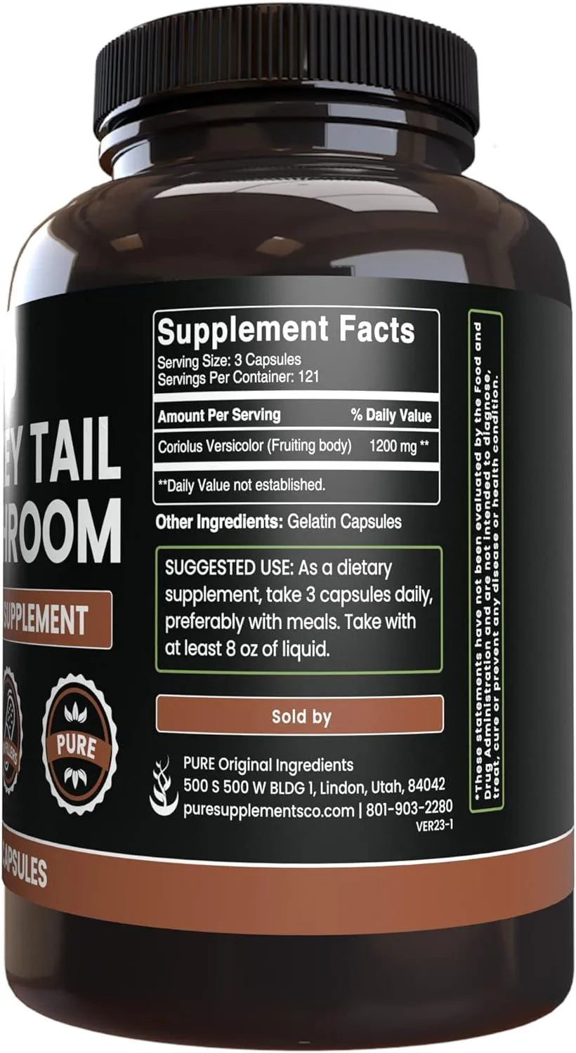 PURE ORIGINAL INGREDIENTS - Pure Original Ingredients Turkey Tail Mushroom 365 Capsulas - The Red Vitamin MX - Suplementos Alimenticios - {{ shop.shopifyCountryName }}