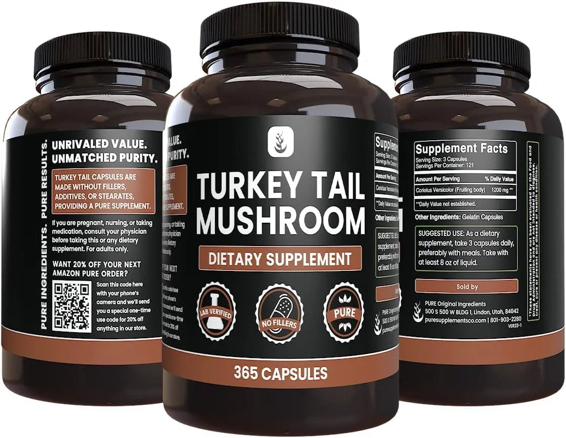 PURE ORIGINAL INGREDIENTS - Pure Original Ingredients Turkey Tail Mushroom 365 Capsulas - The Red Vitamin MX - Suplementos Alimenticios - {{ shop.shopifyCountryName }}