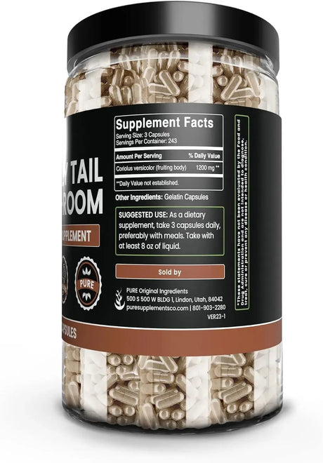 PURE ORIGINAL INGREDIENTS - Pure Original Ingredients Turkey Tail Mushroom 730 Capsulas - The Red Vitamin MX - Suplementos Alimenticios - {{ shop.shopifyCountryName }}