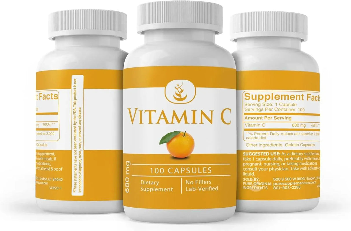 PURE ORIGINAL INGREDIENTS - Pure Original Ingredients Vitamin C 100 Capsulas - The Red Vitamin MX - Suplementos Alimenticios - {{ shop.shopifyCountryName }}