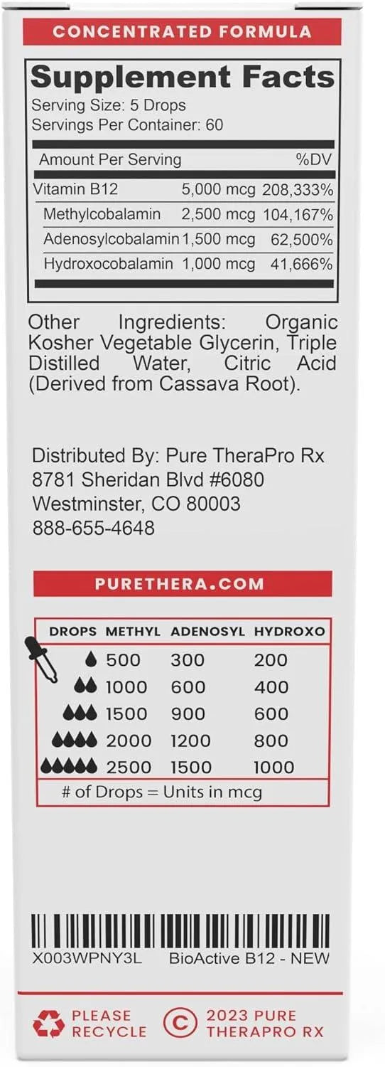 PURE THERAPRO RX - Pure TheraPro BioActive Vegan Methylated Vitamin B12 Sublingual Liquid 10Ml. - The Red Vitamin MX - Suplementos Alimenticios - {{ shop.shopifyCountryName }}