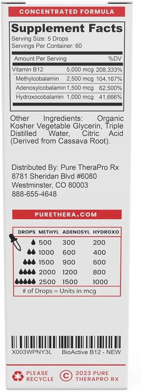 PURE THERAPRO RX - Pure TheraPro BioActive Vegan Methylated Vitamin B12 Sublingual Liquid 10Ml. - The Red Vitamin MX - Suplementos Alimenticios - {{ shop.shopifyCountryName }}