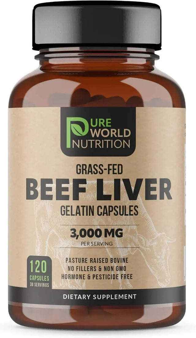 PURE WORLD NUTRITION - Pure World Nutrition Grass Fed Beef Liver 120 Capsulas - The Red Vitamin MX - Suplementos Alimenticios - {{ shop.shopifyCountryName }}