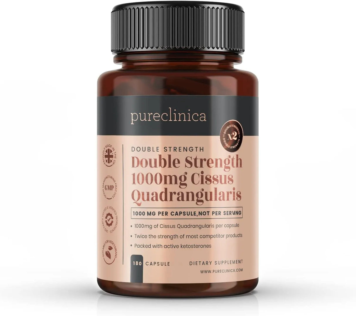 PURECLINICA - Pureclinica Double Strength Cissus Quadrangularis 1000Mg. 180 Capsulas - The Red Vitamin MX - Suplementos Alimenticios - {{ shop.shopifyCountryName }}