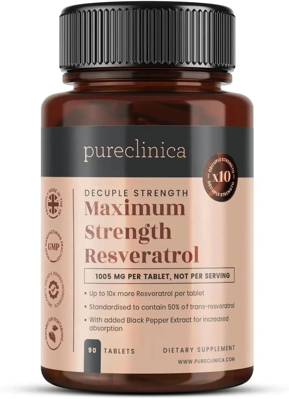 PURECLINICA - Pureclinica Maximum Strength Resveratrol 1000Mg. 90 Tabletas - The Red Vitamin MX - Suplementos Alimenticios - {{ shop.shopifyCountryName }}