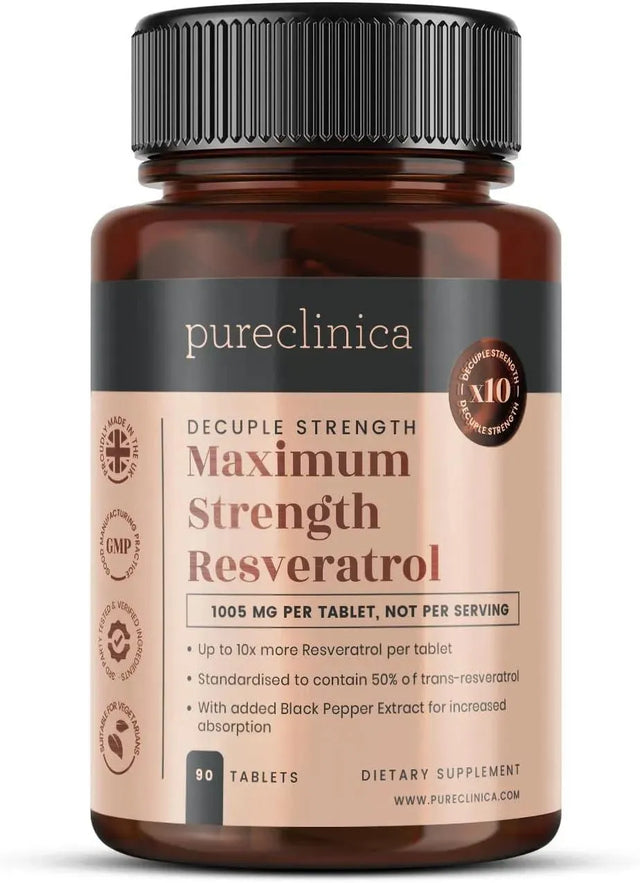 PURECLINICA - Pureclinica Maximum Strength Resveratrol 1000Mg. 90 Tabletas - The Red Vitamin MX - Suplementos Alimenticios - {{ shop.shopifyCountryName }}