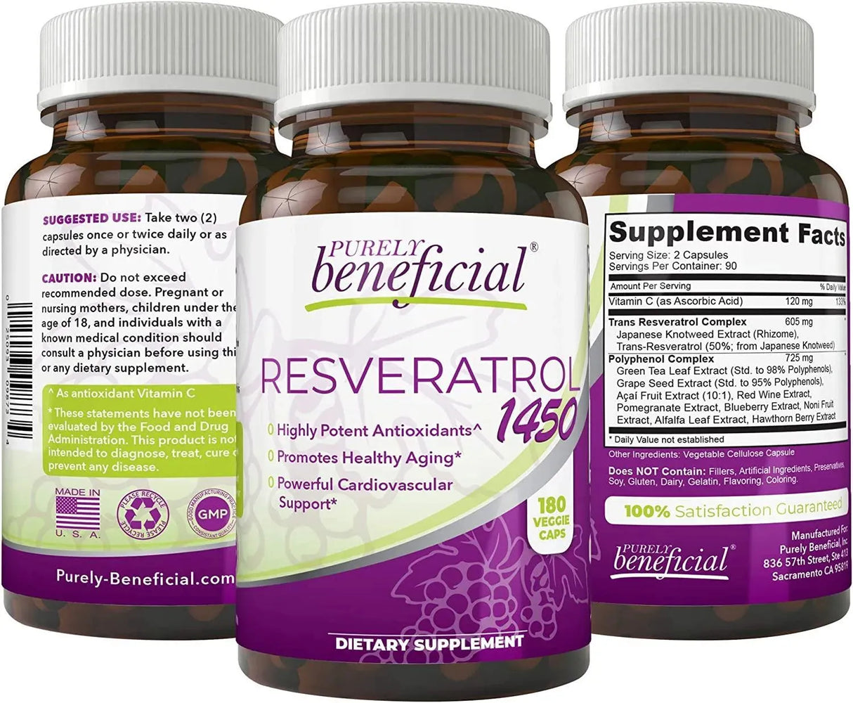 PURELY BENEFICIAL - PURELY beneficial Resveratrol 1450Mg. 180 Capsulas - The Red Vitamin MX - Suplementos Alimenticios - {{ shop.shopifyCountryName }}