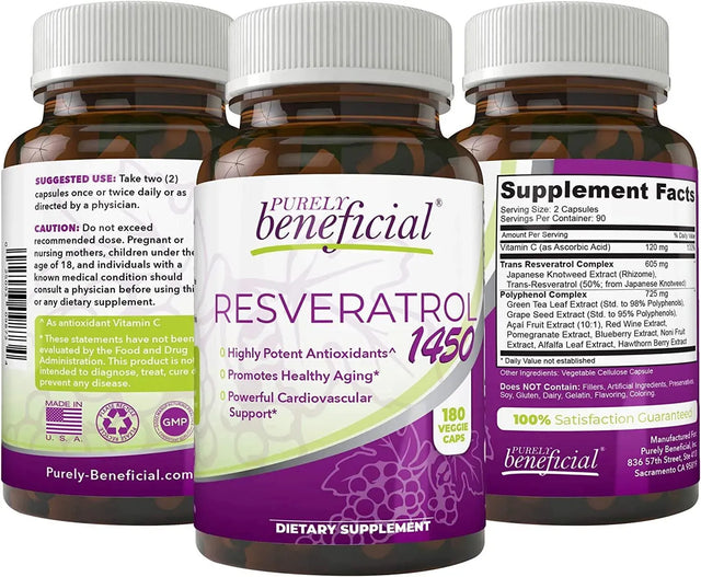 PURELY BENEFICIAL - PURELY beneficial Resveratrol 1450Mg. 180 Capsulas - The Red Vitamin MX - Suplementos Alimenticios - {{ shop.shopifyCountryName }}