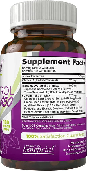 PURELY BENEFICIAL - PURELY beneficial Resveratrol 1450Mg. 180 Capsulas - The Red Vitamin MX - Suplementos Alimenticios - {{ shop.shopifyCountryName }}