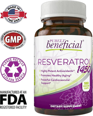 PURELY BENEFICIAL - PURELY beneficial Resveratrol 1450Mg. 180 Capsulas - The Red Vitamin MX - Suplementos Alimenticios - {{ shop.shopifyCountryName }}