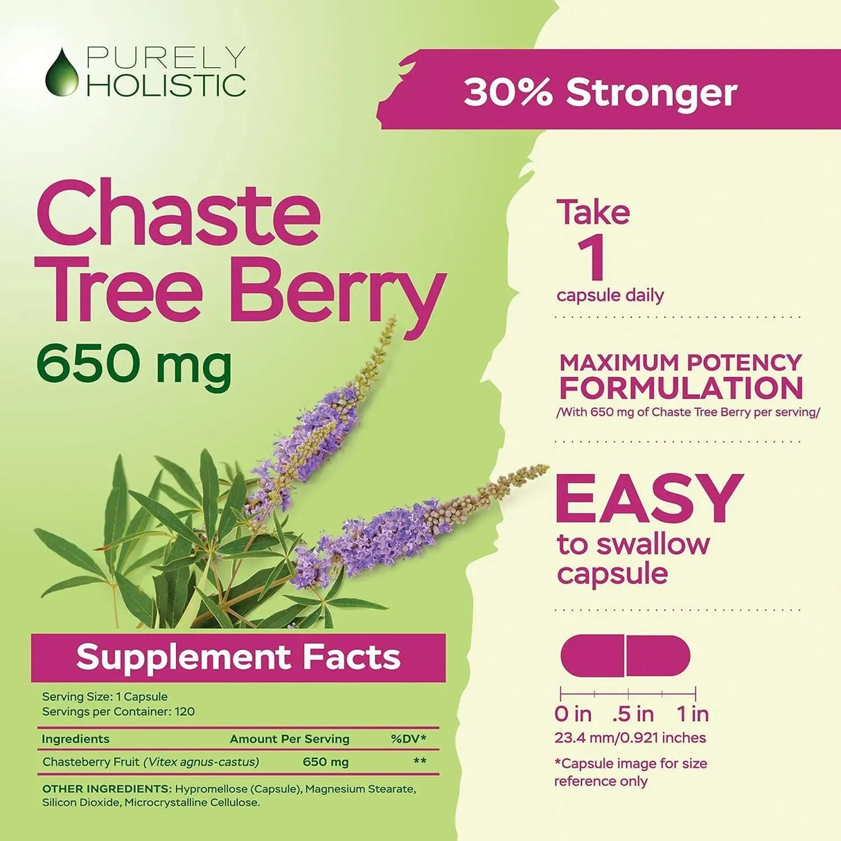 PURELY HOLISTIC - Purely Holistic Chasteberry Baya Casto Supplement 650Mg. 120 Capsulas - The Red Vitamin MX - Suplementos Alimenticios - {{ shop.shopifyCountryName }}