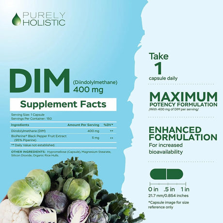 PURELY HOLISTIC - Purely Holistic DIM Supplement 400Mg. 150 Capsulas - The Red Vitamin MX - Suplementos Alimenticios - {{ shop.shopifyCountryName }}