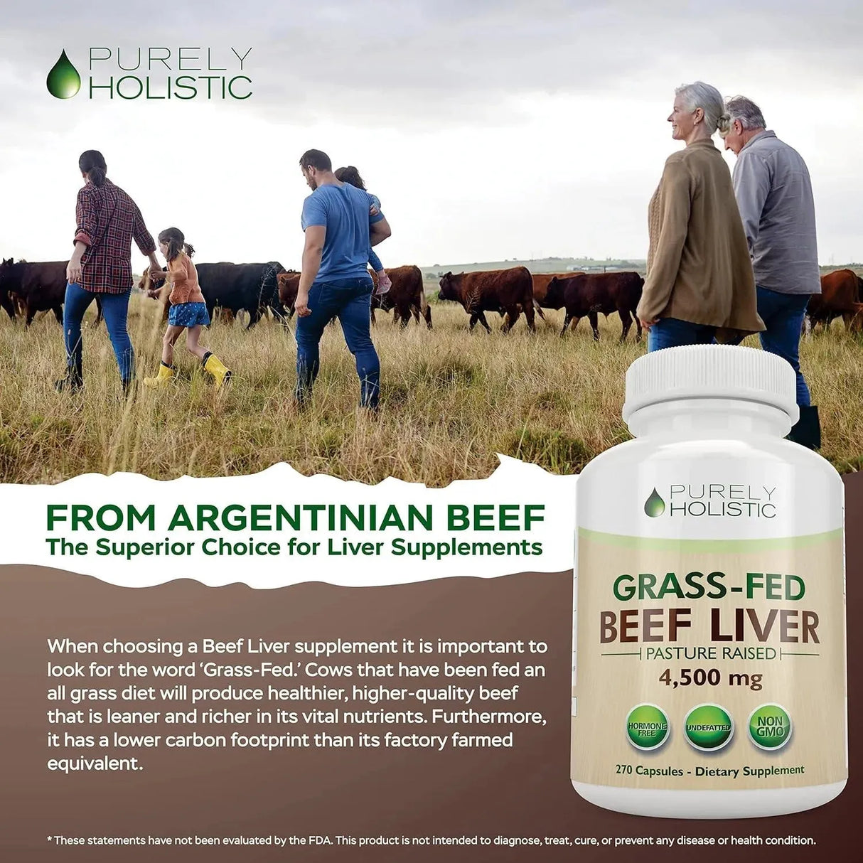 PURELY HOLISTIC - Purely Holistic Grass Fed Beef Liver 4500Mg. 270 Capsulas - The Red Vitamin MX - Suplementos Alimenticios - {{ shop.shopifyCountryName }}