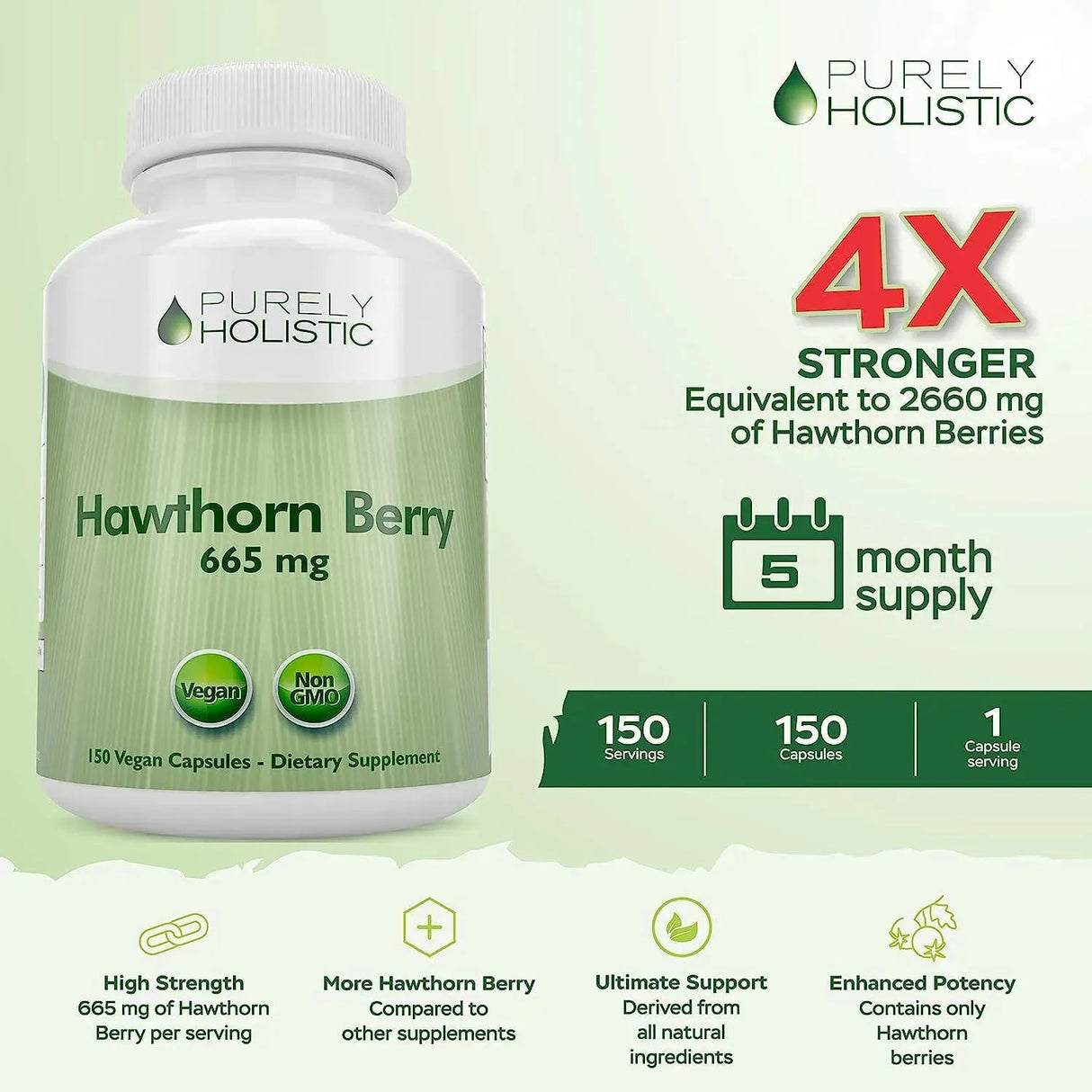 PURELY HOLISTIC - Purely Holistic Hawthorn Berry Capsules 665Mg. 150 Capsulas - The Red Vitamin MX - Suplementos Alimenticios - {{ shop.shopifyCountryName }}