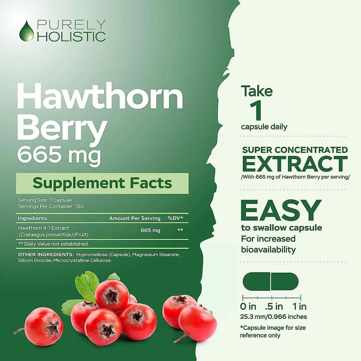 PURELY HOLISTIC - Purely Holistic Hawthorn Berry Capsules 665Mg. 150 Capsulas - The Red Vitamin MX - Suplementos Alimenticios - {{ shop.shopifyCountryName }}