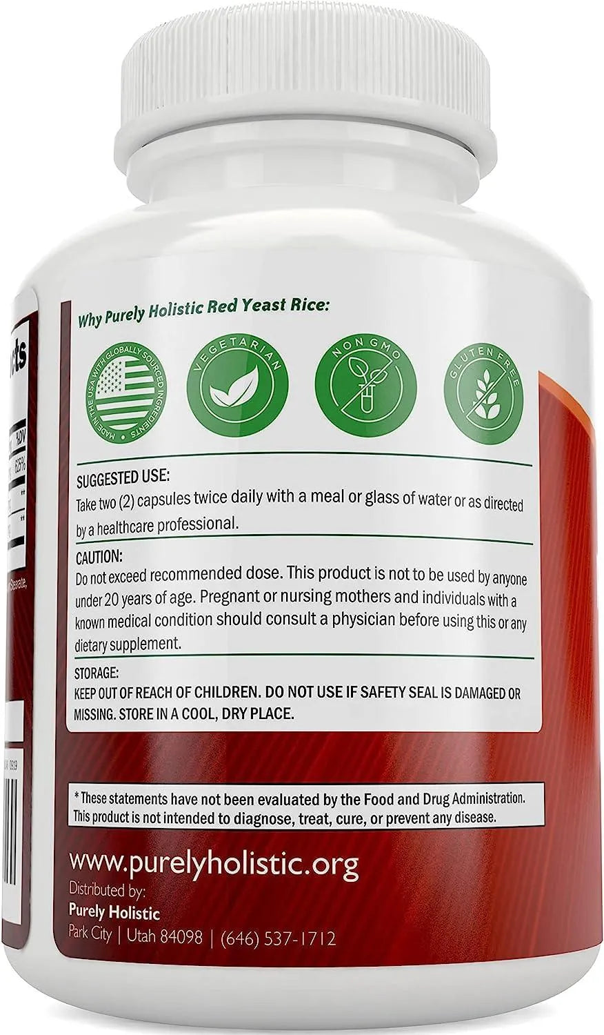 PURELY HOLISTIC - Purely Holistic Red Yeast Rice 1200Mg. with CoQ10 & Flush Free Niacin 120 Capsulas - The Red Vitamin MX - Suplementos Alimenticios - {{ shop.shopifyCountryName }}