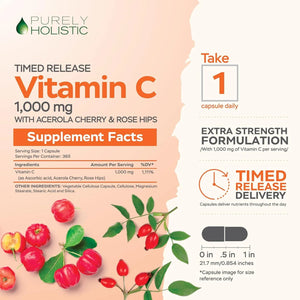 PURELY HOLISTIC - Purely Holistic Vitamin C 1000Mg. 365 Capsulas - The Red Vitamin MX - Suplementos Alimenticios - {{ shop.shopifyCountryName }}