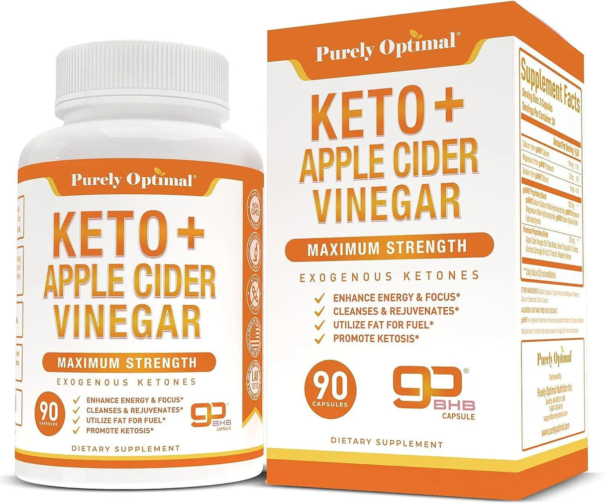 PURELY OPTIMAL - Purely Optimal Keto Pills + Apple Cider Vinegar 90 Capsulas - The Red Vitamin MX - Suplementos Alimenticios - {{ shop.shopifyCountryName }}