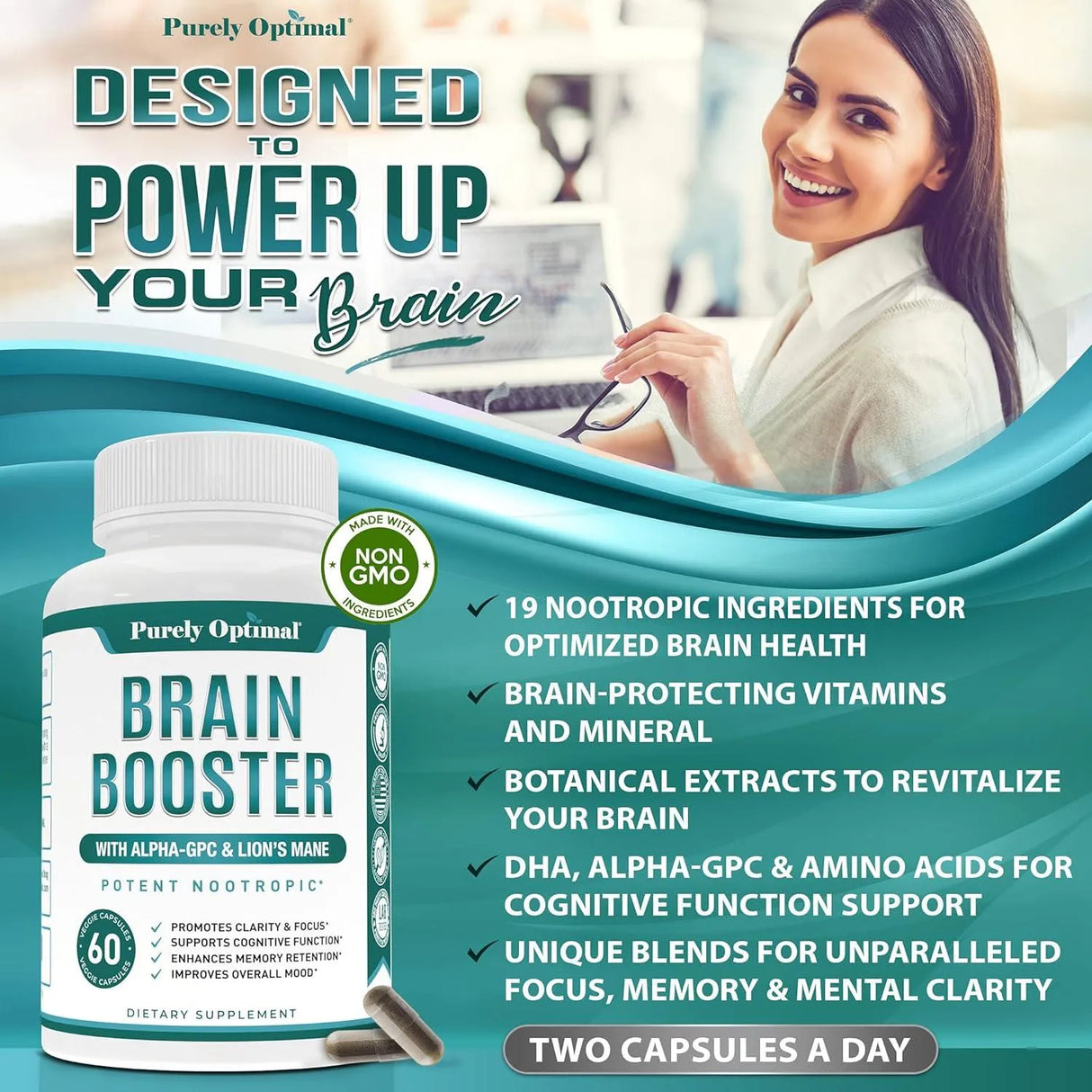 PURELY OPTIMAL - Purely Optimal Nootropic Brain Booster 60 Capsulas - The Red Vitamin MX - Suplementos Alimenticios - {{ shop.shopifyCountryName }}