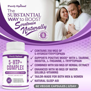 PURELY OPTIMAL - Purely Optimal Premium 5-HTP Plus Supplement 250Mg. 60 Capsulas - The Red Vitamin MX - Suplementos Alimenticios - {{ shop.shopifyCountryName }}