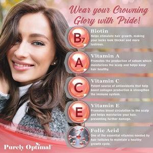 PURELY OPTIMAL - Purely Optimal Premium Hair Vitamins 60 Gomitas - The Red Vitamin MX - Suplementos Alimenticios - {{ shop.shopifyCountryName }}