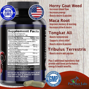 PUREMAX LABS - PureMax Labs Horny Goat Weed Extra Strength 120 Capsulas - The Red Vitamin MX - Suplementos Alimenticios - {{ shop.shopifyCountryName }}