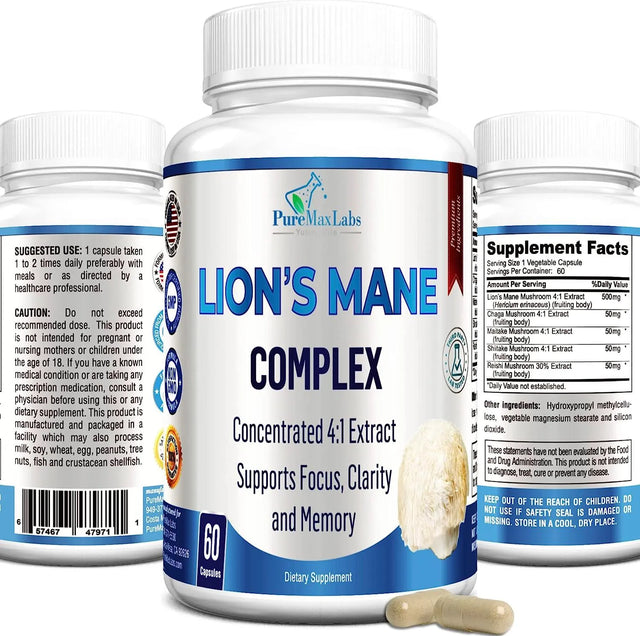 PUREMAX LABS - PureMax Labs Lions Mane Mushroom Complex 60 Capsulas - The Red Vitamin MX - Suplementos Alimenticios - {{ shop.shopifyCountryName }}