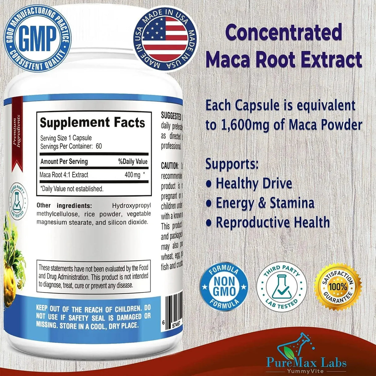 PUREMAX LABS - PureMax Labs Maca Root 60 Capsulas - The Red Vitamin MX - Suplementos Alimenticios - {{ shop.shopifyCountryName }}