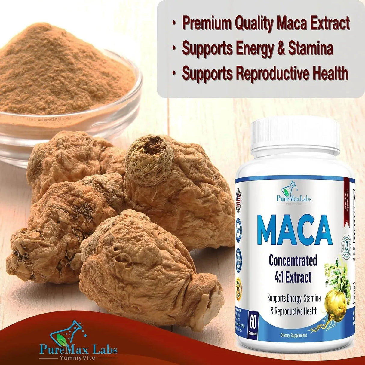 PUREMAX LABS - PureMax Labs Maca Root 60 Capsulas - The Red Vitamin MX - Suplementos Alimenticios - {{ shop.shopifyCountryName }}