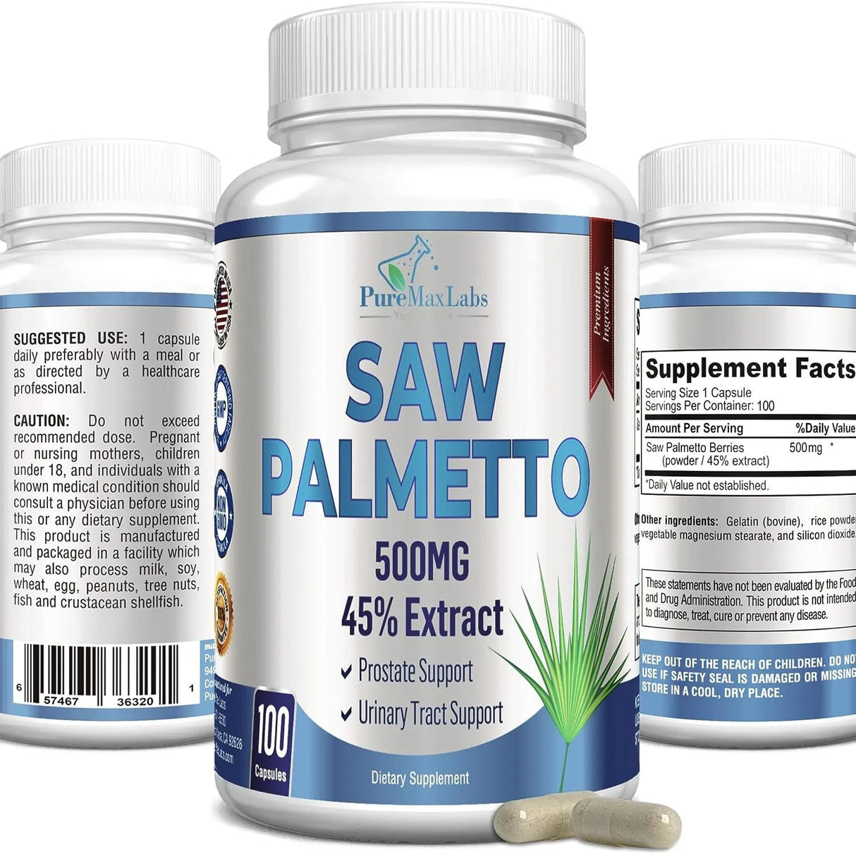 PUREMAX LABS - PureMax Labs Saw Palmetto 500Mg. 100 Capsulas - The Red Vitamin MX - Suplementos Alimenticios - {{ shop.shopifyCountryName }}