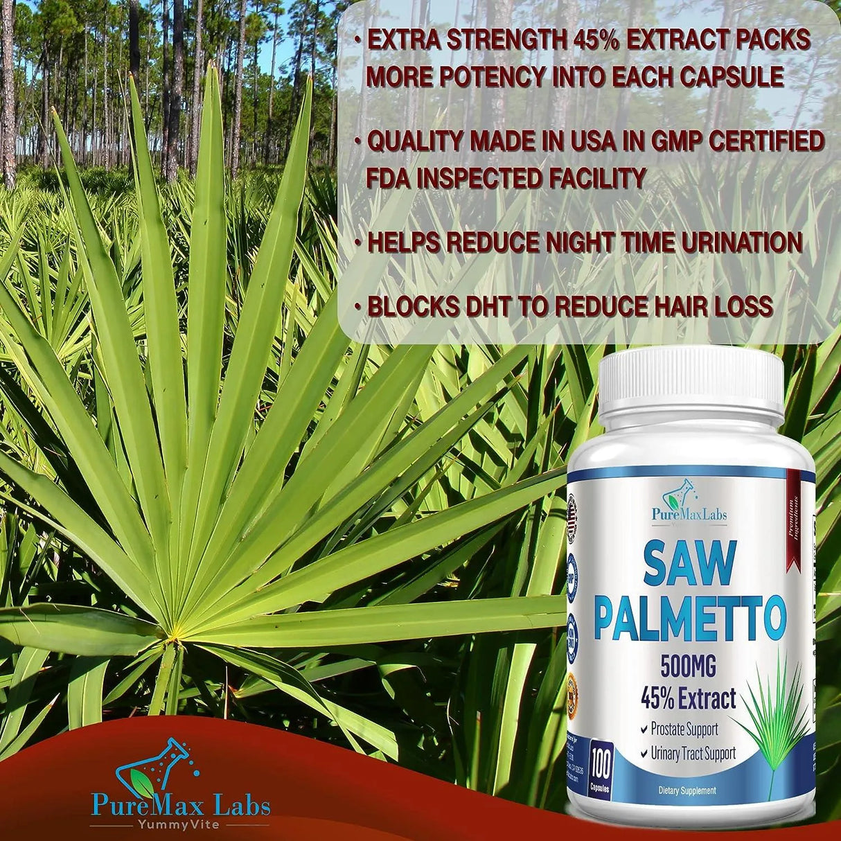 PUREMAX LABS - PureMax Labs Saw Palmetto 500Mg. 100 Capsulas - The Red Vitamin MX - Suplementos Alimenticios - {{ shop.shopifyCountryName }}