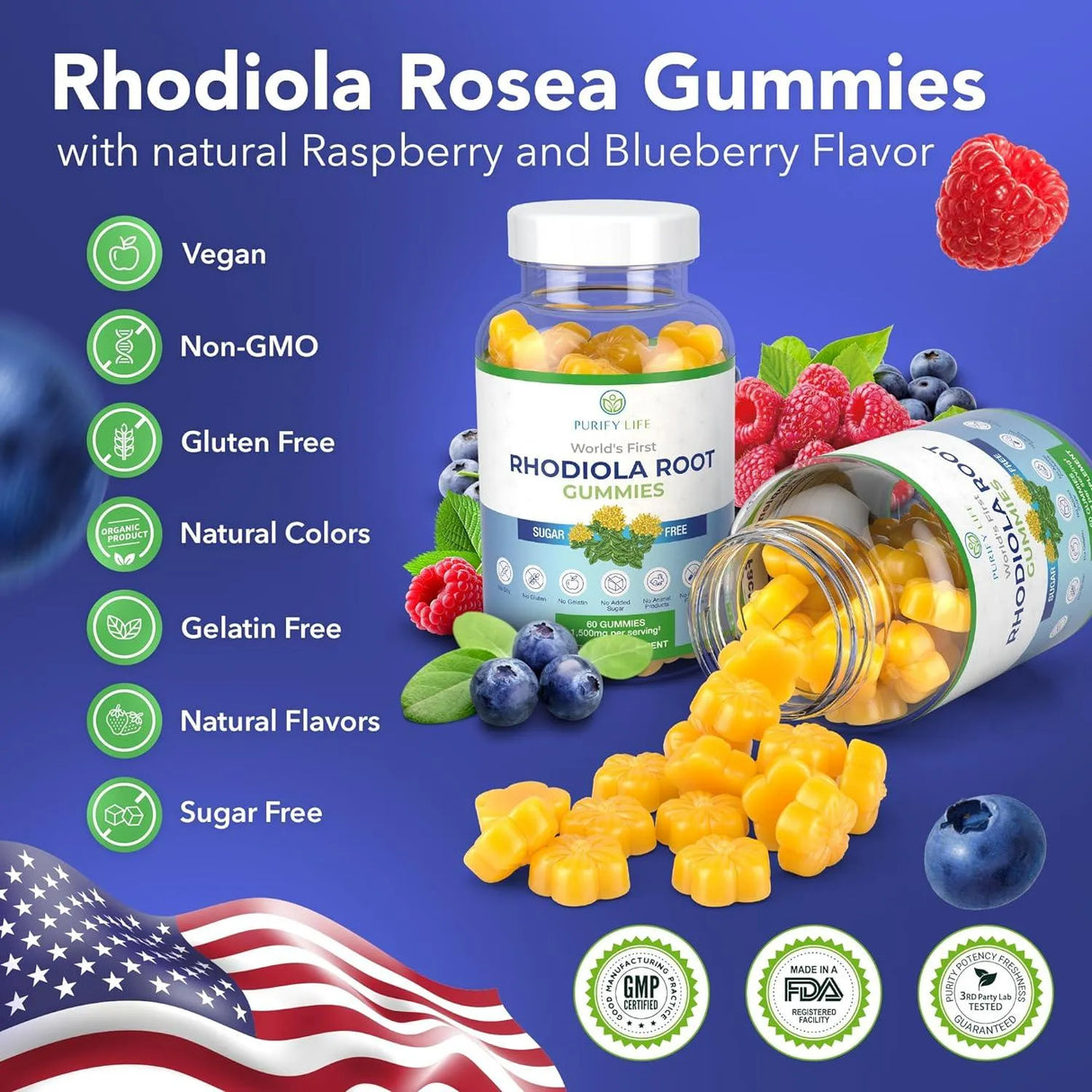 PURIFY LIFE - Purify Life Sugar-Free Rhodiola Rosea 1500Mg. 60 Gomitas - The Red Vitamin MX - Suplementos Alimenticios - {{ shop.shopifyCountryName }}