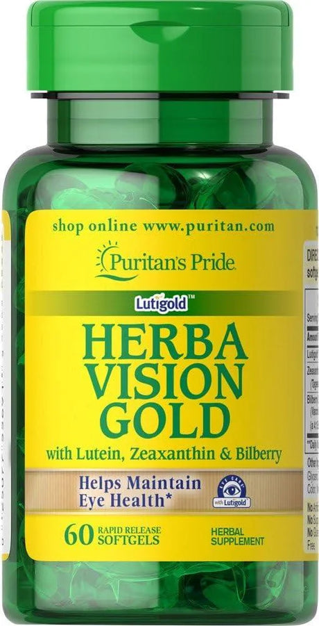 PURITAN'S PRIDE - Puritan's Pride Herbavision Gold with Lutein, Bilberry and Zeaxanthin 60 Capsulas Blandas - The Red Vitamin MX - Suplementos Alimenticios - {{ shop.shopifyCountryName }}