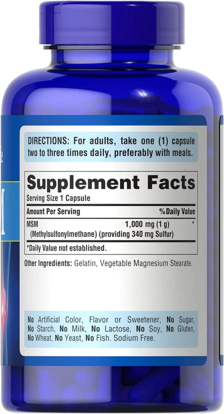 PURITAN'S PRIDE - Puritan's Pride Joint Support Formula MSM 1000Mg. 120 Capsulas - The Red Vitamin MX - Suplementos Alimenticios - {{ shop.shopifyCountryName }}