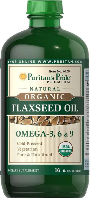 PURITAN'S PRIDE - Puritan's Pride Organic Flaxseed Oil 473Ml. - The Red Vitamin MX - Suplementos Alimenticios - {{ shop.shopifyCountryName }}