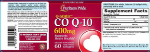 PURITAN'S PRIDE - Puritan's Pride Q-Sorb CoQ10 600Mg. 60 Capsulas Blandas - The Red Vitamin MX - Suplementos Alimenticios - {{ shop.shopifyCountryName }}